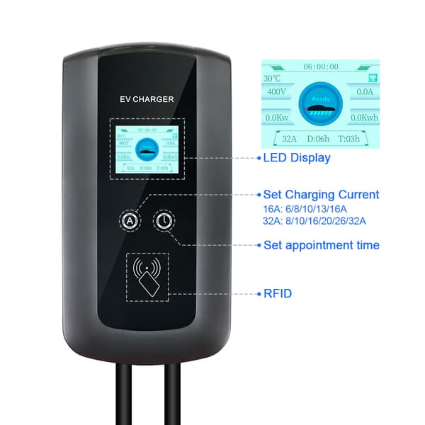 Hurtigladestation til elbiler, 11KW effekt, Type 2 kompatibilitet,11KW, TYPE2