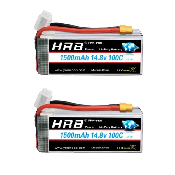 HRB RC Lipo-batteri, 14,8V 1500mAh, 100C ydeevne,4s 1500 mah XT60 2PC
