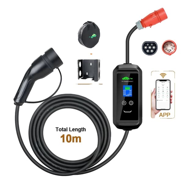Sähköajoneuvon laturi, 11 kW teho, 10 m pituus,APP 11KW Tyyppi2 10m