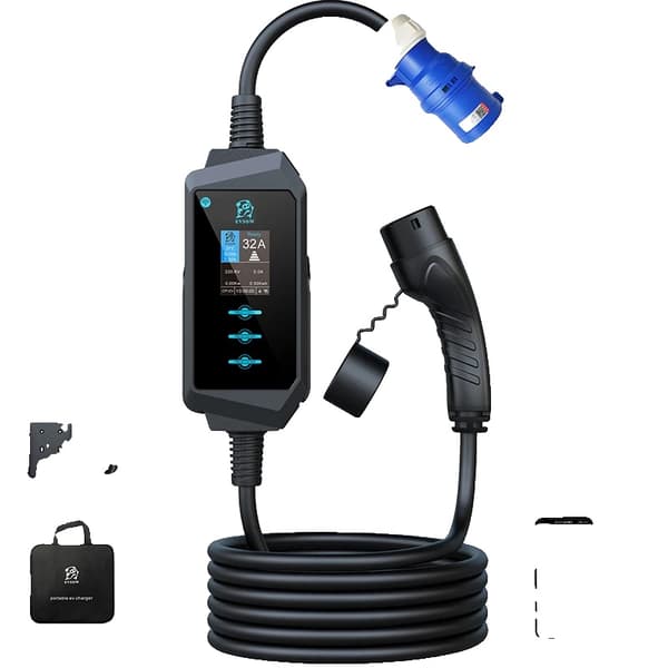 Bärbar EV-laddare, 7KW effekt, max 32A ström, IP66-klassning,7KW APP INGEN Adapter