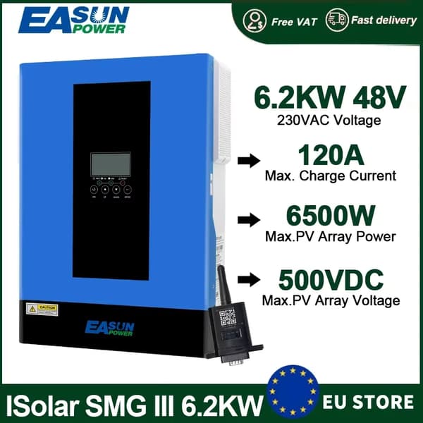 Solenergi Hybrid Inverter, Strøm, Wifi Kommunikation,SMG-III-6.2KW-48V-WIFI, Mppt, 220v