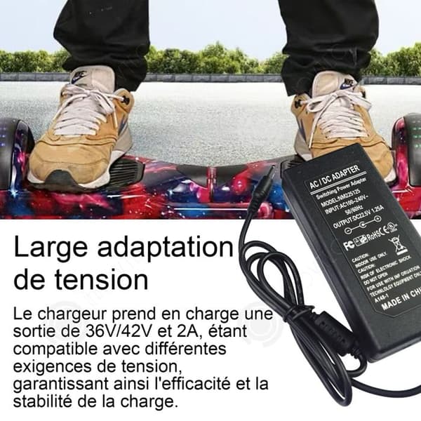 INN Laddare 36V/42V2A universell för elektrisk balansbil med två hjul på 6,5 tum och 10 tum Europeisk laddare