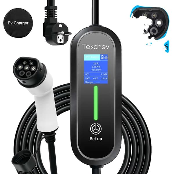 Bærbar EV-lader, 3,5 kW udgangseffekt, IP65 vandtæt rating,Nye 3,5 meter type2
