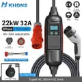 Pikkukuva 2 / 2: Khons EV-laturi, 22 kW teho, säädettävä 6A-32A virta,TYYPE2, 22KW ja 32A sovitin