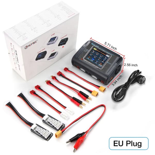 RC Batterioplader, Dobbeltkanal 240W Opladningskraft, Berøringsskærm Display,EU stik
