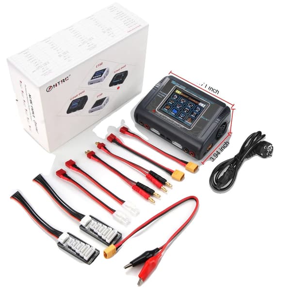 RC Batterioplader, Dobbeltkanal 240W Opladningskraft, Berøringsskærm Display,EU stik