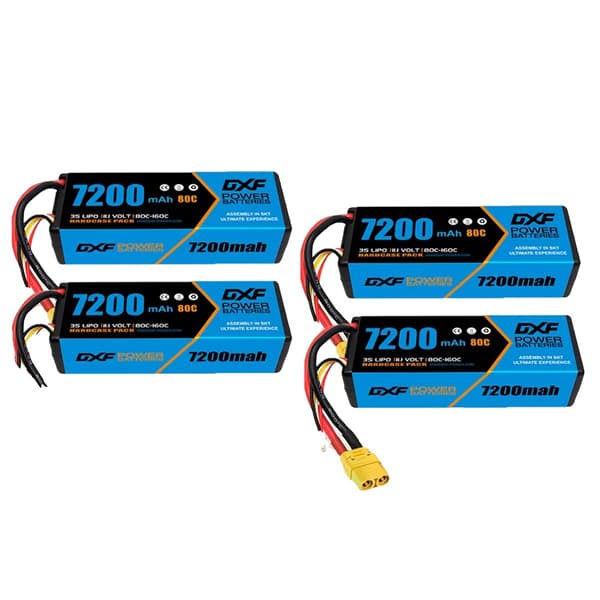 DXF Lipo-batteri, 7200mAh, 11.1V 80C,4PCS3S720080CXT90