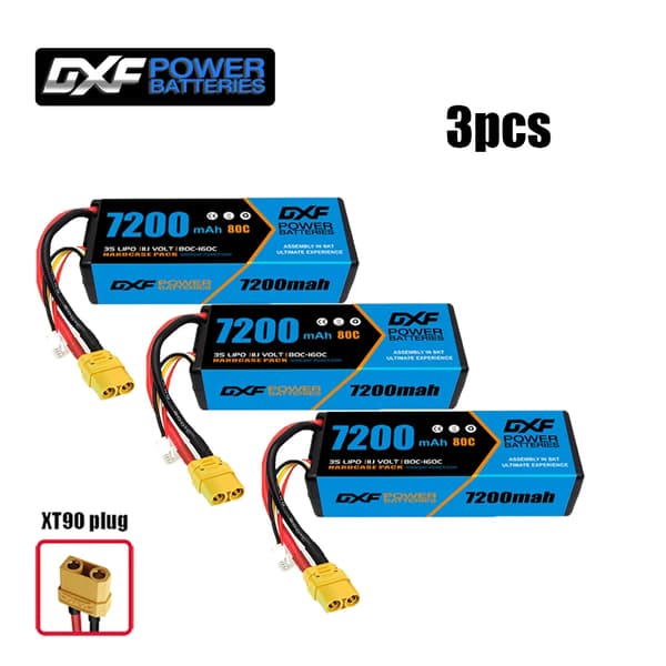 DXF Lipo-batteri, 7200mAh, 11.1V 80C,3PCS3S720080CXT90