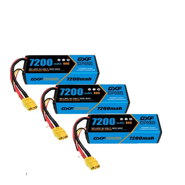 DXF Lipo-batteri, 7200mAh, 11.1V 80C,3PCS3S720080CXT90