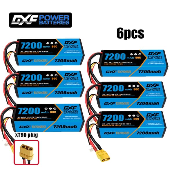 DXF Lipo-batteri, 7200mAh, 11.1V 80C,6PCS3S720080CXT90