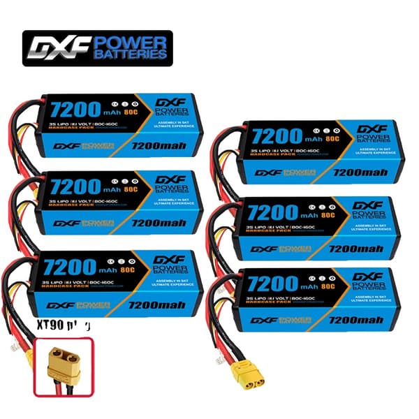 DXF Lipo-batteri, 7200mAh, 11.1V 80C,6PCS3S720080CXT90
