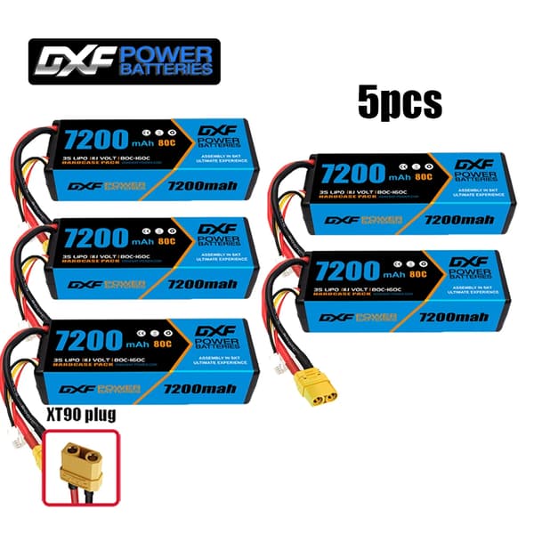 DXF Lipo-akku, 7200mAh, 11.1V 80C,5PCS3S720080CXT90
