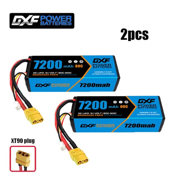 DXF Lipo-batteri, 7200mAh, 11.1V 80C,2PCS3S720080CXT90