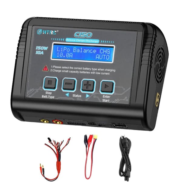 Højtydende 150W RC Balanceoplader, Justerbare Opladningsstrømme, Bred Batterikompatibilitet,Sæt A, EU-stik