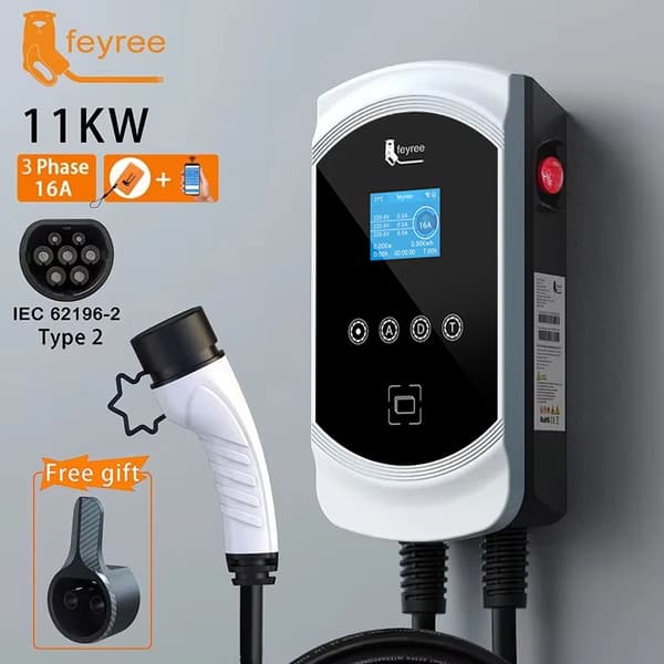 EV-laturi, useita tehokkuuksia 7,6KW 11KW 22KW, älykäs sovelluksen hallinta,11 kilowattia 16 ampeeria 3 vaihetta