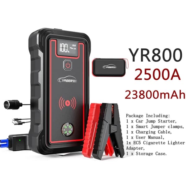 Bilstartsbatteri, 2500A effekt, 23800mAh kapacitet, YR800