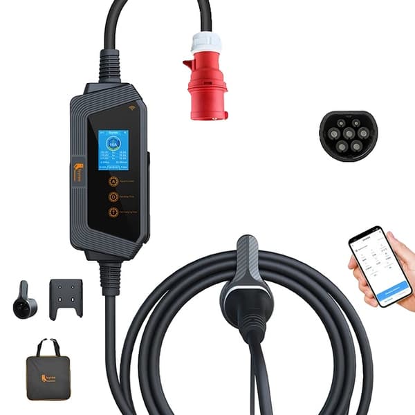 Bærbar EV-lader, 11KW Hurtigopladning, Wi-Fi kontrol, 11KW APP NO Adapter