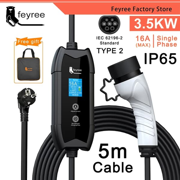 Feyree EV-latauslaite, 16A latauskapasiteetti, 3.5KW teho,Tyyppi2