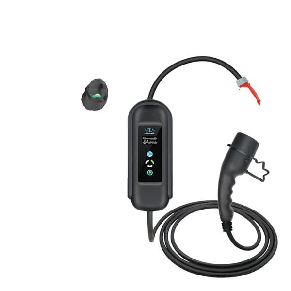 Bærbar EV-lader, 11KW effektudgang, justerbare strømindstillinger,Adapter Taske Krog, TYPE2