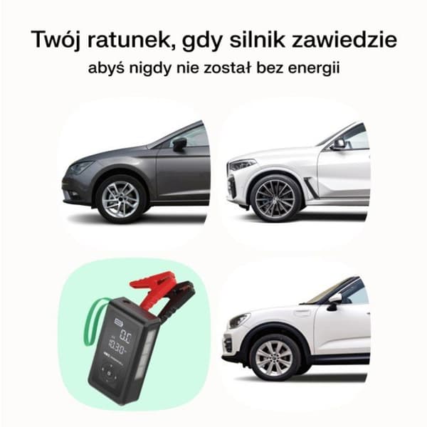 Grön Cell - PowerBoost Air, nödstarter, ficklampa, externbatteri med kompressor 8 000 mAh 1 000 A