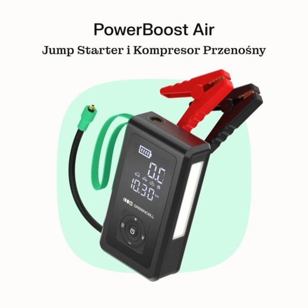 Grön Cell - PowerBoost Air, nödstarter, ficklampa, externbatteri med kompressor 8 000 mAh 1 000 A