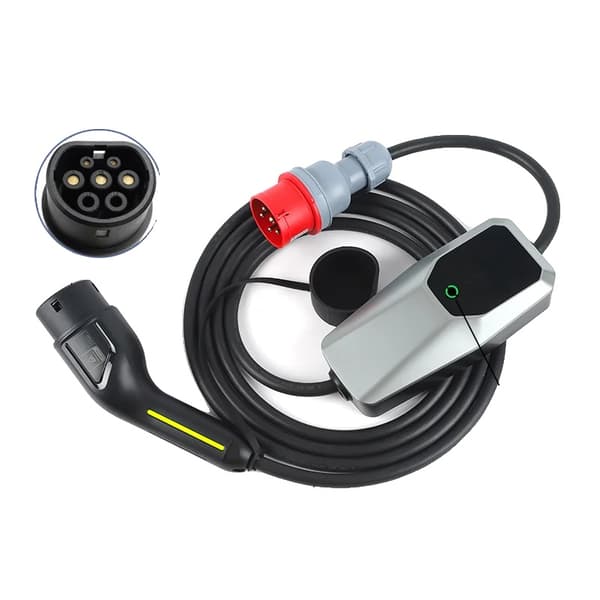 Elbiloplader, justerbar strøm 6A-32A, Mode 2 oplader,T2 16A 3 fase 4 meter