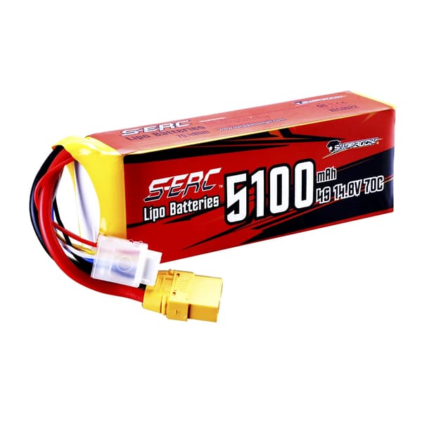 Lipo-batteri, 5100mAh, 14.8V, 70C,5100 4S 14.8V 70C