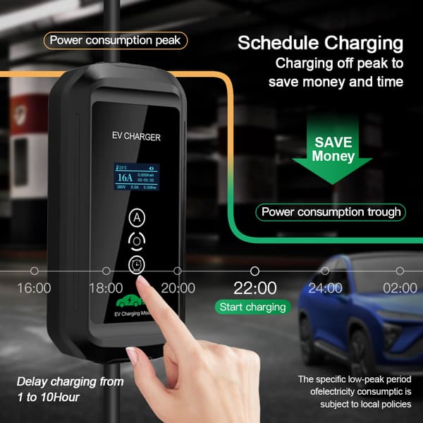 EV-lader, justerbar strøm, 11KW effekt, 10M længde,TYPE2
