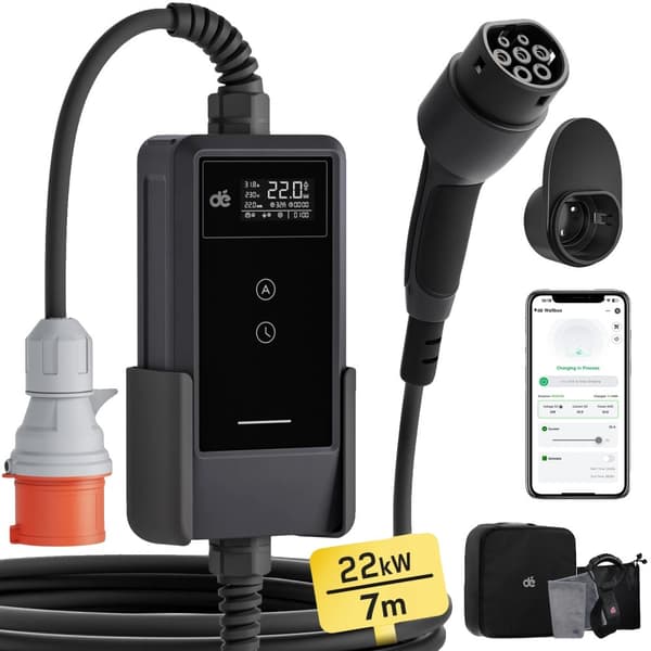 EV-laturi, Max 22 kW, 7 m kaapelin pituus, IP66 vesitiivis,TYYPE2, Seinälle Asennettu Ver. 7M