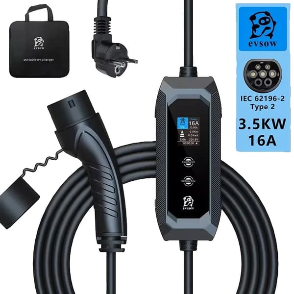 Kannettava sähköauton laturi, IEC62196-2, 16A maksimi, 3.5KW,Tyyppi2, TYYPPI2