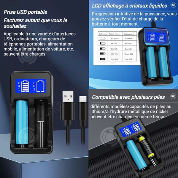 INN USB 18650 batteriladdare 4,2v 1000m för 2 batterier med digital display batteriladdare 18650 batteriadapter