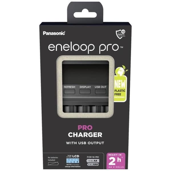 Panasonic BQ-CC65E Laddare för NiMH LR03 (AAA), LR6 (AA) runda batterier