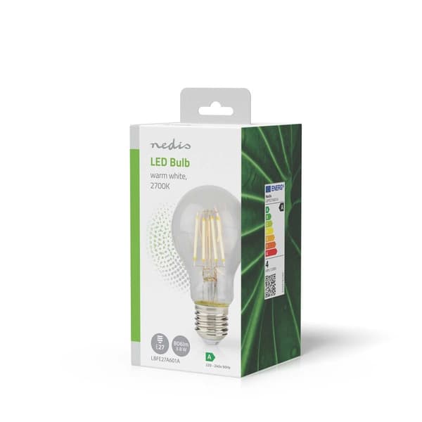 Nedis LED glødepære E27 | A60 | 3.8 W | 806 lm | 2700 K | Varm Hvid | Retro stil | 1 stk