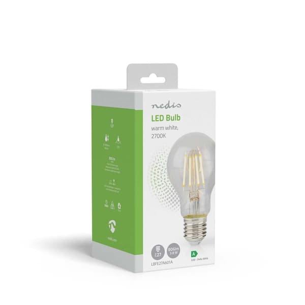 Nedis LED glødepære E27 | A60 | 3.8 W | 806 lm | 2700 K | Varm Hvid | Retro stil | 1 stk
