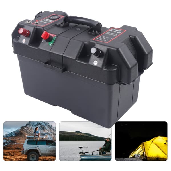 Transportabel Batterikasse til Camping, Dobbelt USB-porte, Real-Time Spændingsovervågning