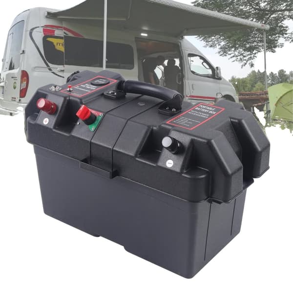 Transportabel Batterikasse til Camping, Dobbelt USB-porte, Real-Time Spændingsovervågning