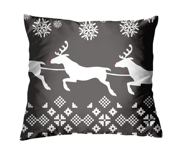 Dekorativt julkuddfodral Magic of Christmas 40x40 Greno mörk ask vit rensnöflingor