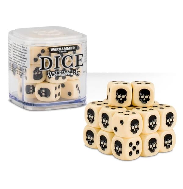 NY! Warhammer 12 mm Dice set 20 tärningar Benvita