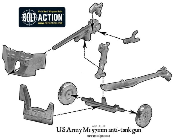 NY! US Army M1 57mm anti-tank gun WGB-AI-30 Warlord Bolt Action