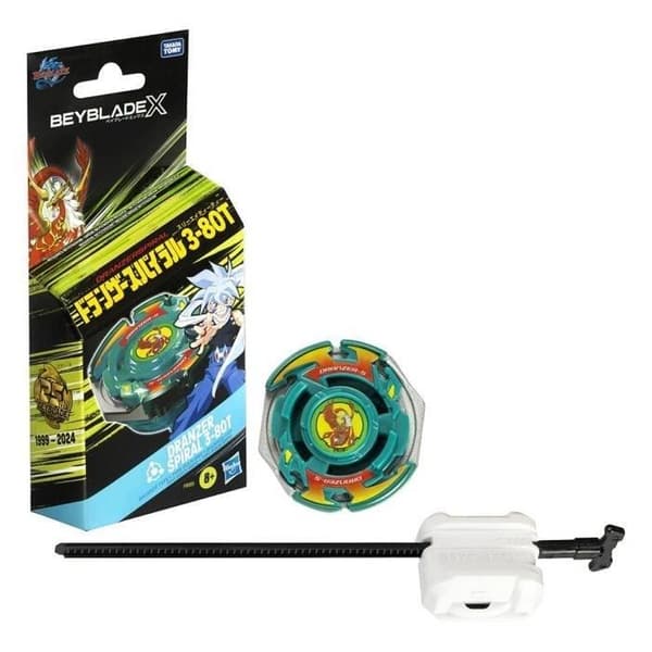 Beyblade X Dranzer Spiral 3-80T Anniversary X-Over -hyrrä ja laukaisin, irrotettava hyrrä, leluja lapsille 8+ vuotta
