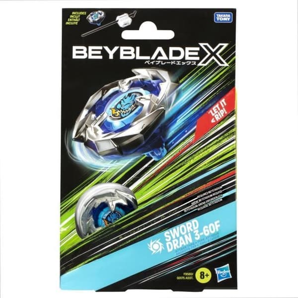 Beyblade X, startpaket Sword Dran 3-60F med attacktyp högersnurrande tävlingstopp och launcher, för åldrarna 8 och uppåt