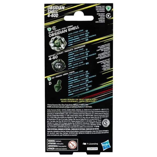 Beyblade X Pack Obsidian Shell 4-60D, Autentisk Takara Tomy Defense Type Battle Top, Ålder 8+