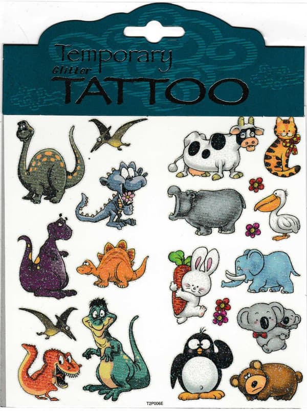 Glittriga Tattoos Dinosaurie + Djur