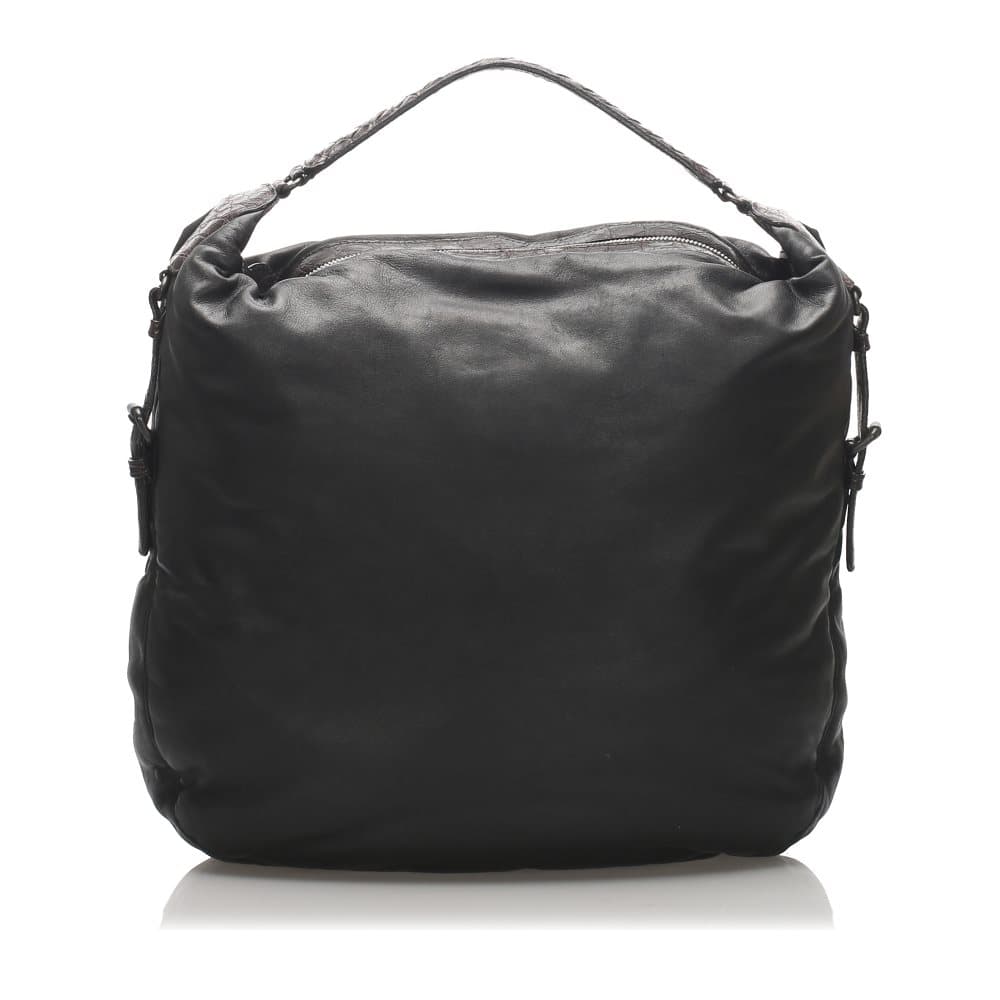 Bottega Veneta Intrecciato Leather Hobo Bag Black