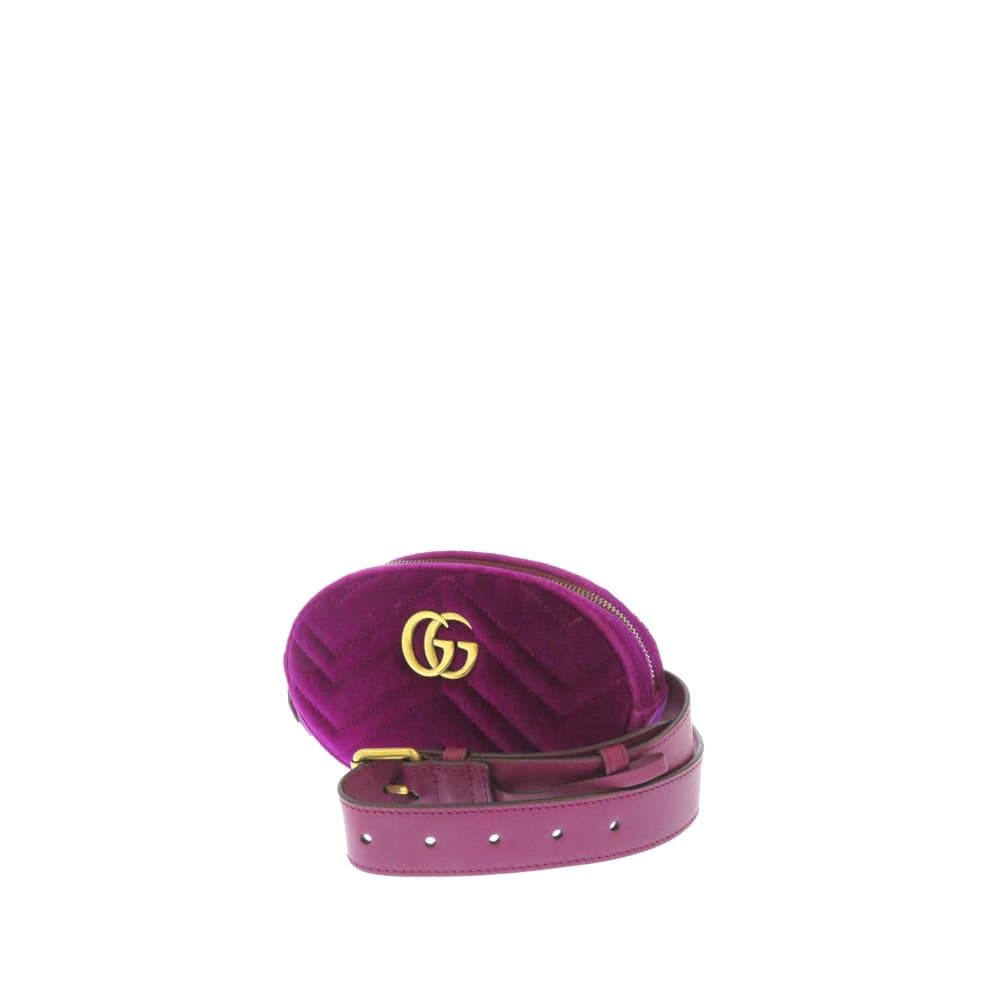 Pre-owned Gucci GG Marmont Velvet Belt Bag Purple