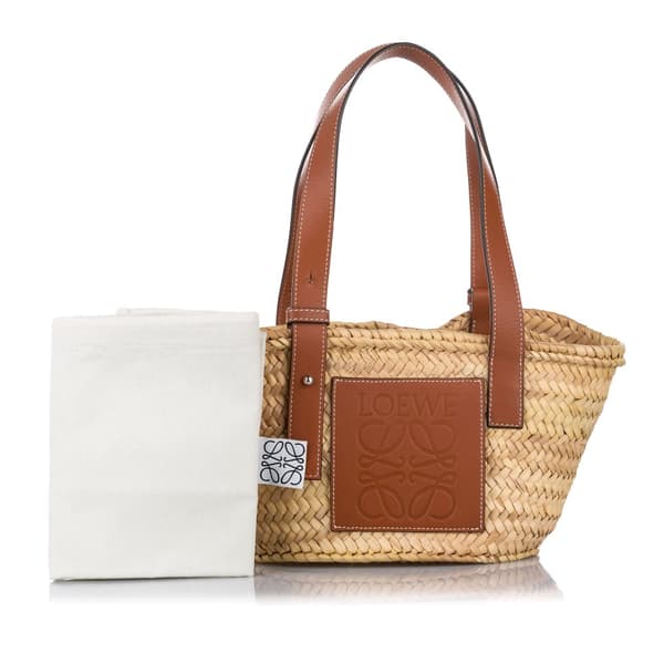 Pre-owned Loewe Straw Bucket Bag Brown