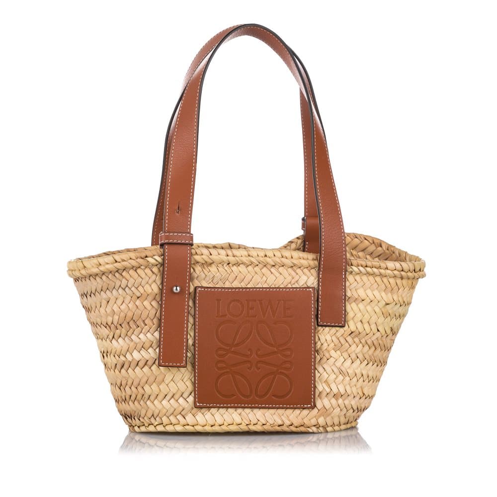 Pre-owned Loewe Straw Bucket Bag Brown