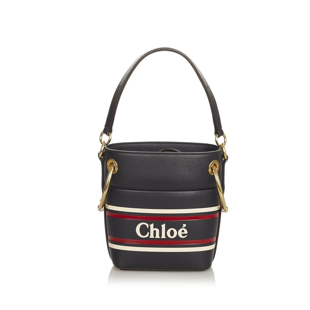 Pre-owned Chloe Mini Roy Leather Bucket Bag Blue