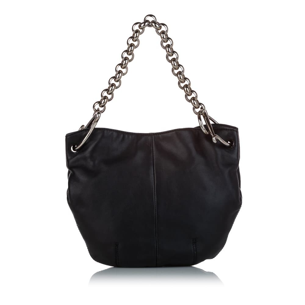 Pre-owned Loewe Chain Leather Hobo Bag Black