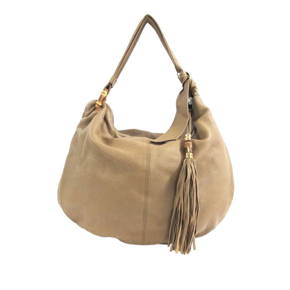Pre-owned Gucci Bamboo Jungle Leather Hobo Bag Brown